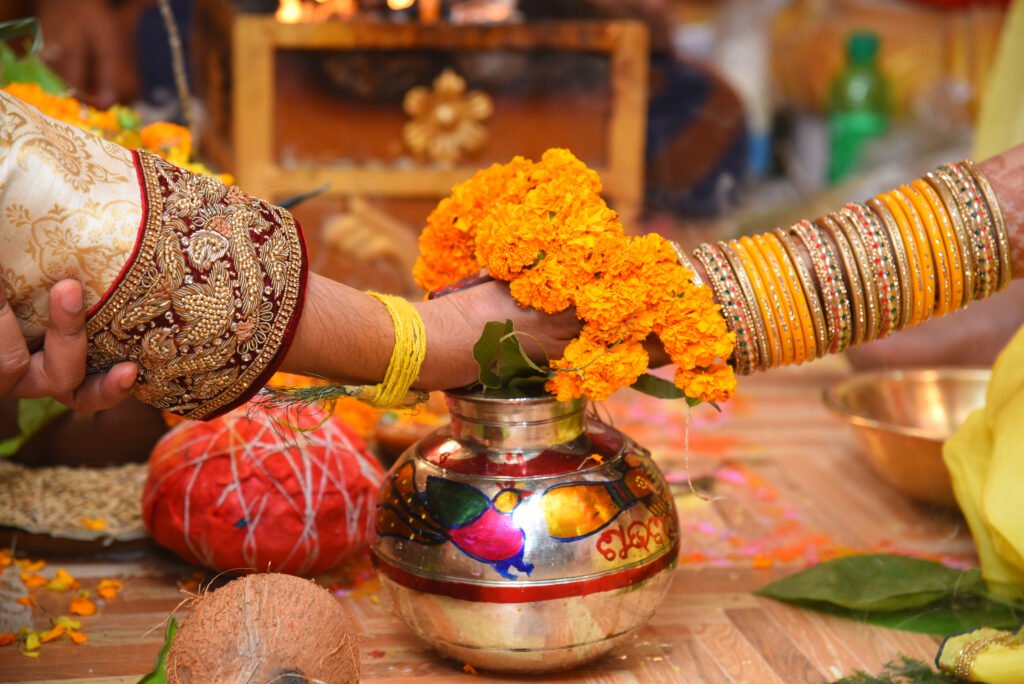 an indian bride and groom holding their hands duri 2026 01 11 09 06 56 utc